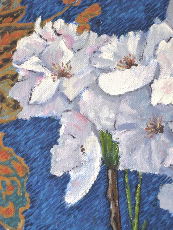 Cherry Blossom in a Red Vase