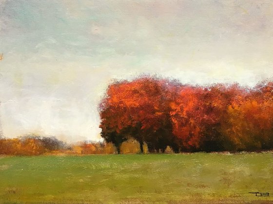 Autumn Red Trees fall colors impressionist tonal landscape