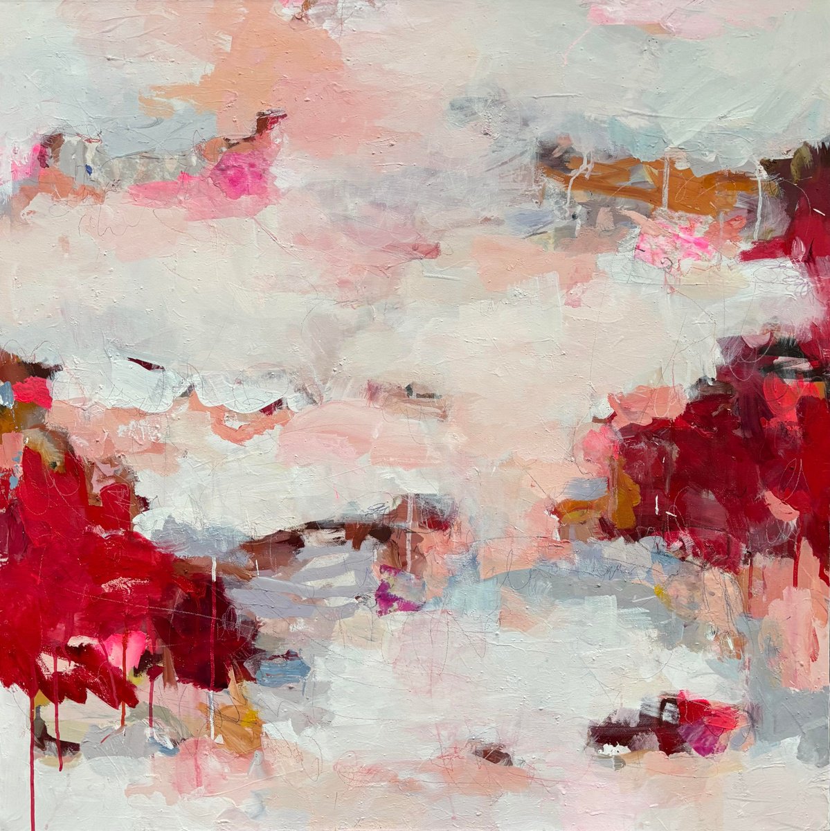 Abstract Acrylic Painting By Angela Dierks, 39 X 39, Speaking From The Heart, Original Artwork