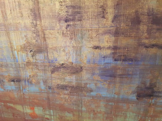 Dask at the fishpond - large abstract painting