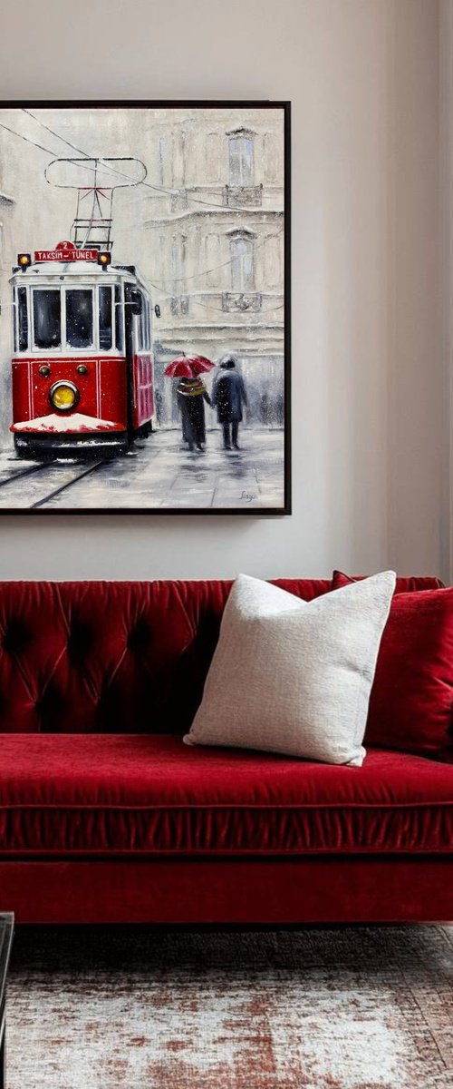 Red Tram in Istanbul by Irina Magon
