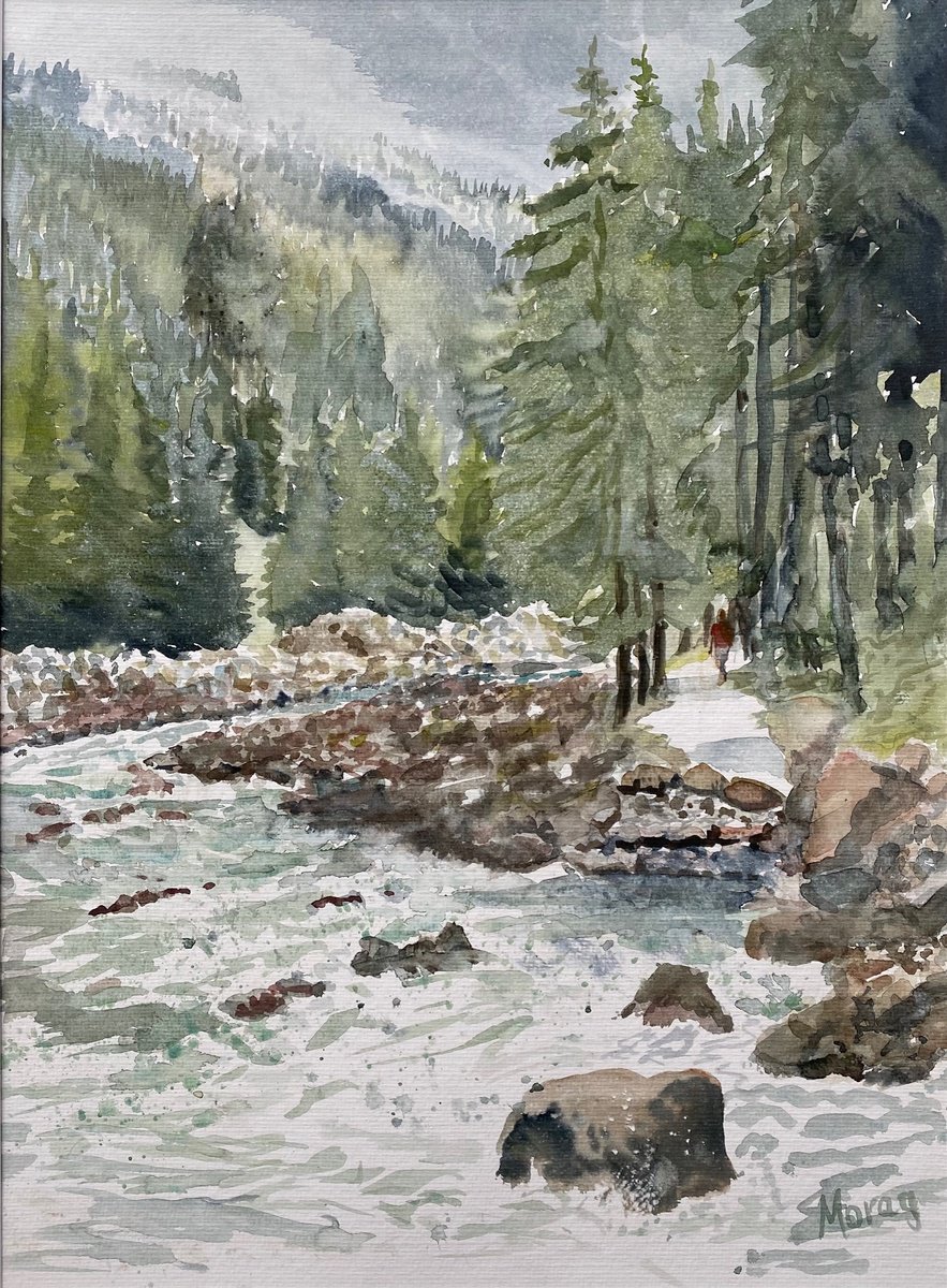 Impressionistic Watercolour , Hiking On The Wildwasser Trail, Stubai Valley By Morag Paul, 20 X 28, Artwork For Sale On Artfinder