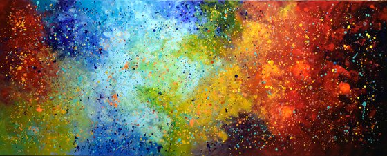 Contrasts - Large Abstract Colorful Painting, Modern, Palette Knife Art