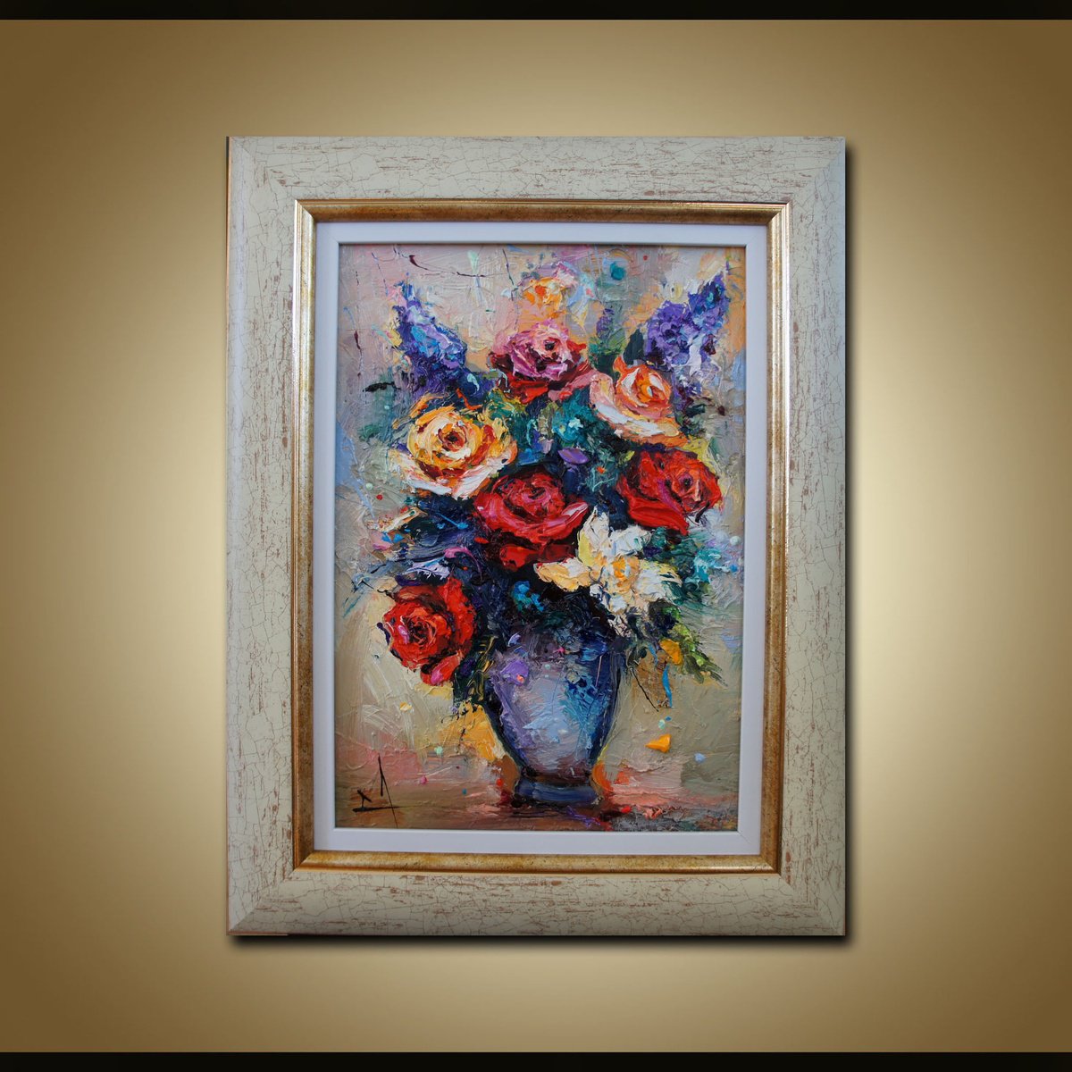 Expressive Botanical Oil Painting By Stanislav Lazarov, 12 X 16", Flowers, Original Artwork