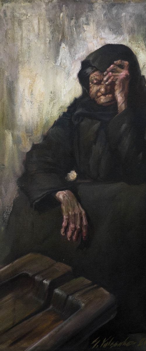 Old woman with nothing by Sergei Yatsenko
