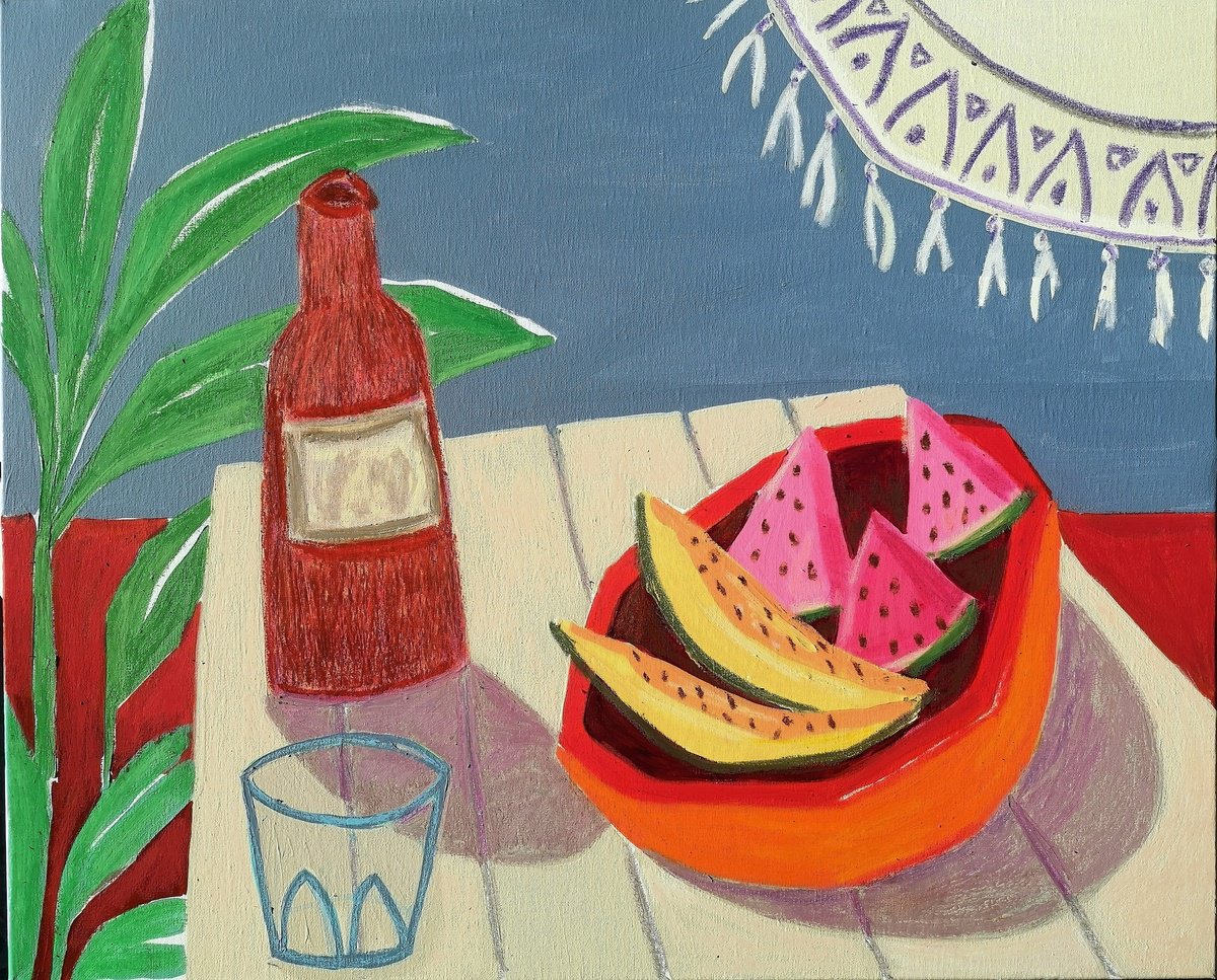 Organic Still Life Painting By Marisa Anon, 24 X 20", Ibiza I, Original Artwork