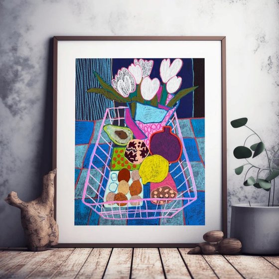 Pink Basket Still Life