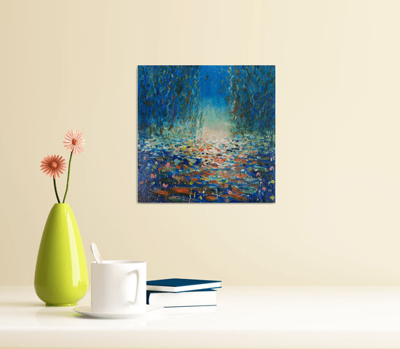 Waterlily pond in blue