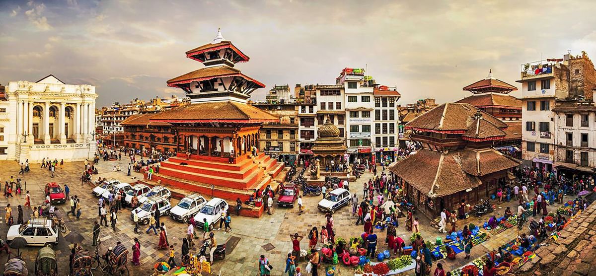 Panoramic view of the Dubar Square, Kathmandu, Nepal by Steven Elio van Weel