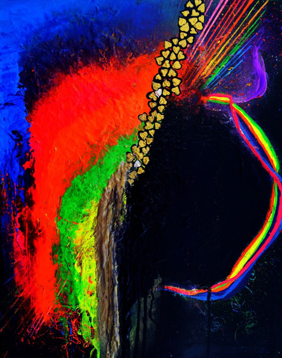 Geometric Abstract Acrylic Painting By Henrieta Angel, 16 X 20, When Your Love Turned Savage, Original Artwork