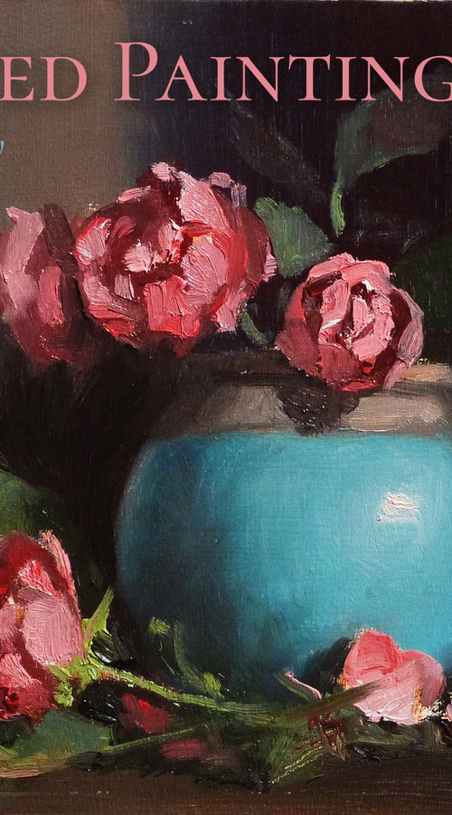 Roses et Pot bleu by Pascal Giroud