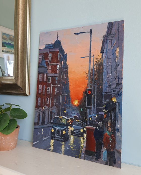 Fulham road sunset, London