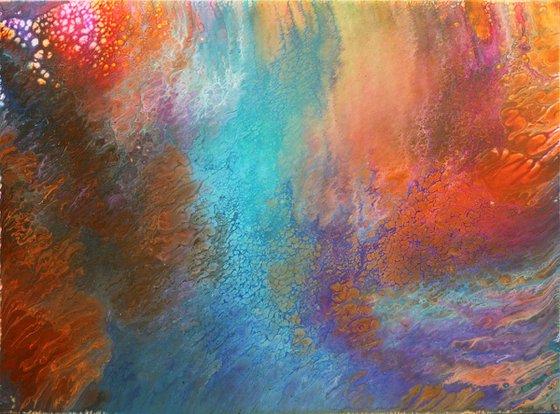 "Origin Of Time" - FREE WORLDWIDE SHIPPING + $600 OFF the Original Price - Original Diptych, Abstract PMS Fluid Acrylic Paintings Series - 96" x 36"