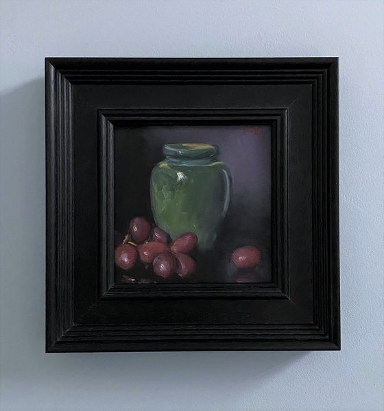 Still Life Impressionist Pot with Grapes