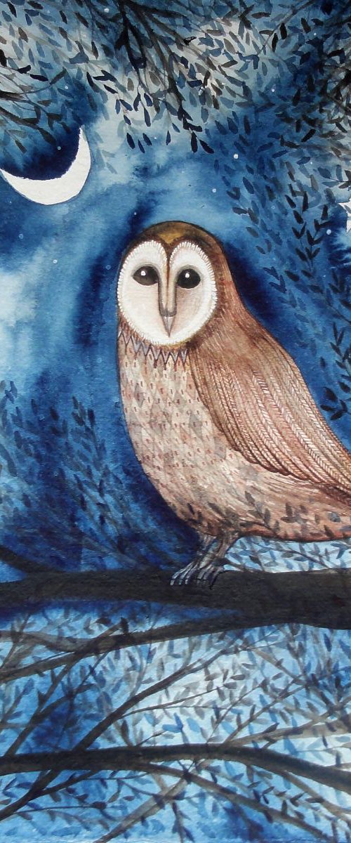 The Sentinel, Owl Painting by Janice MacDougall