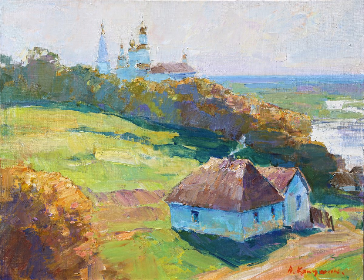 Impressionistic Landscape Oil Painting By Aleksandr Kryushyn, 26 X 20, October Afternoon, Original Artwork
