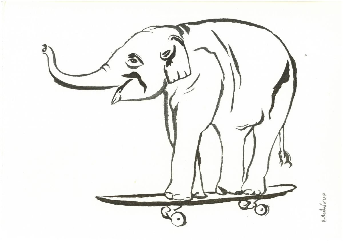 Elephant I Animal Drawing by Ricardo Machado