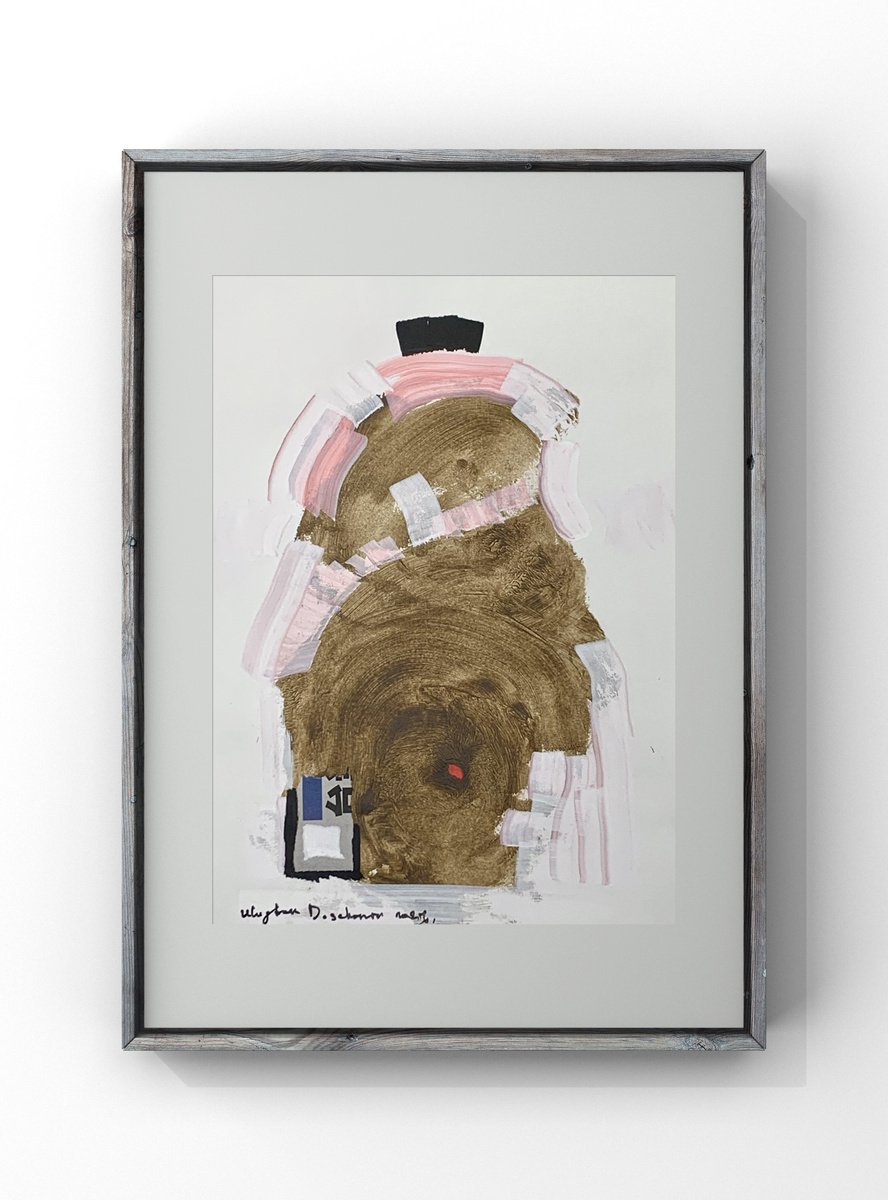 Untitled, abstract minimalism Mixed media on paper by Ulugbek Doschanov