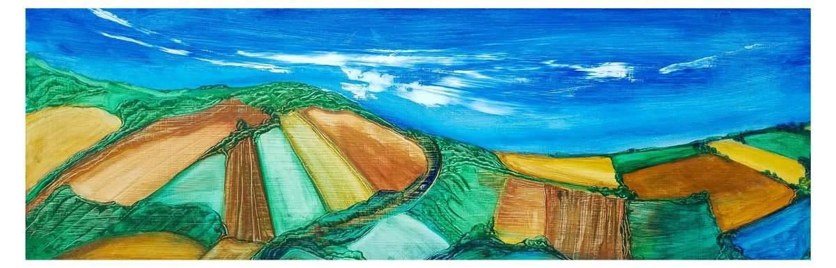 Impressionistic Landscape Oil Painting By Kevin Blake, 35 X 12", God