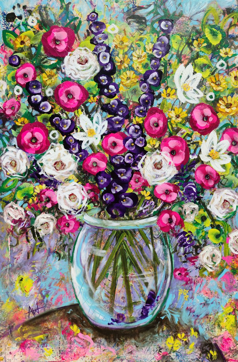 Viva La Flora By Angie Wright, 39 X 59, Artwork For Sale On Artfinder
