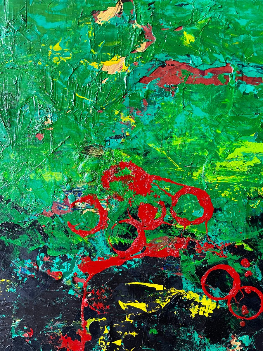 Abstract Oil Painting By Mauro Carac, 20 X 59", Journey 2, Original Artwork