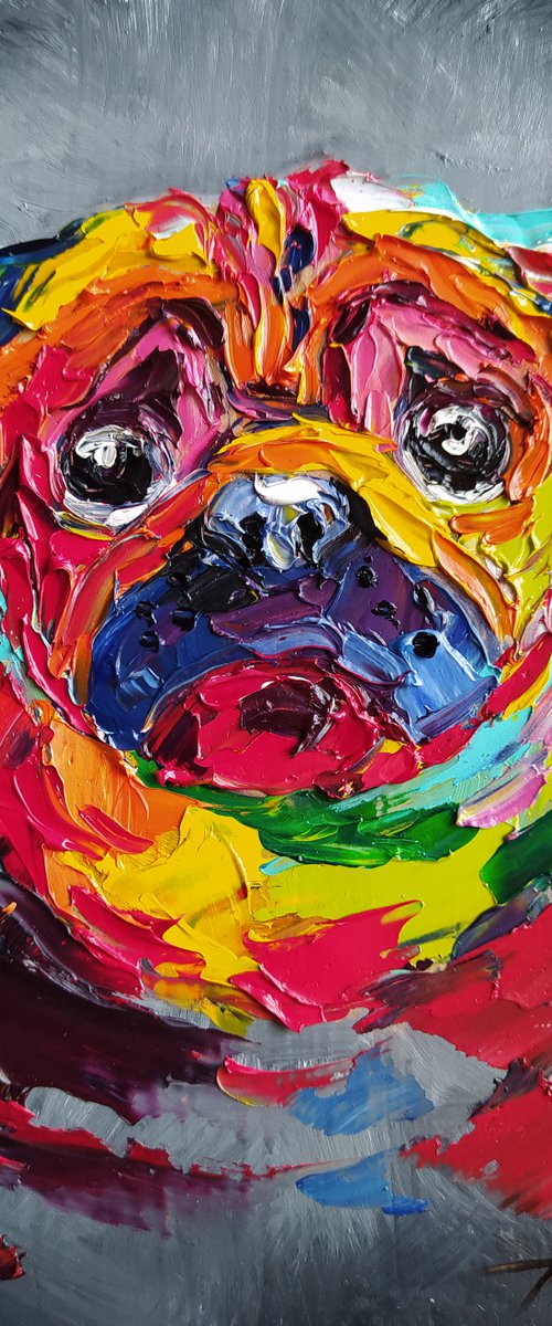 Pug dog - pug, dog, animals, oil painting, pug oil painting, pet, pet oil painting, gift, animals art by Anastasia Kozorez
