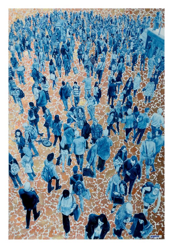 “People - Old normal II” (Blue People and Red Gold)