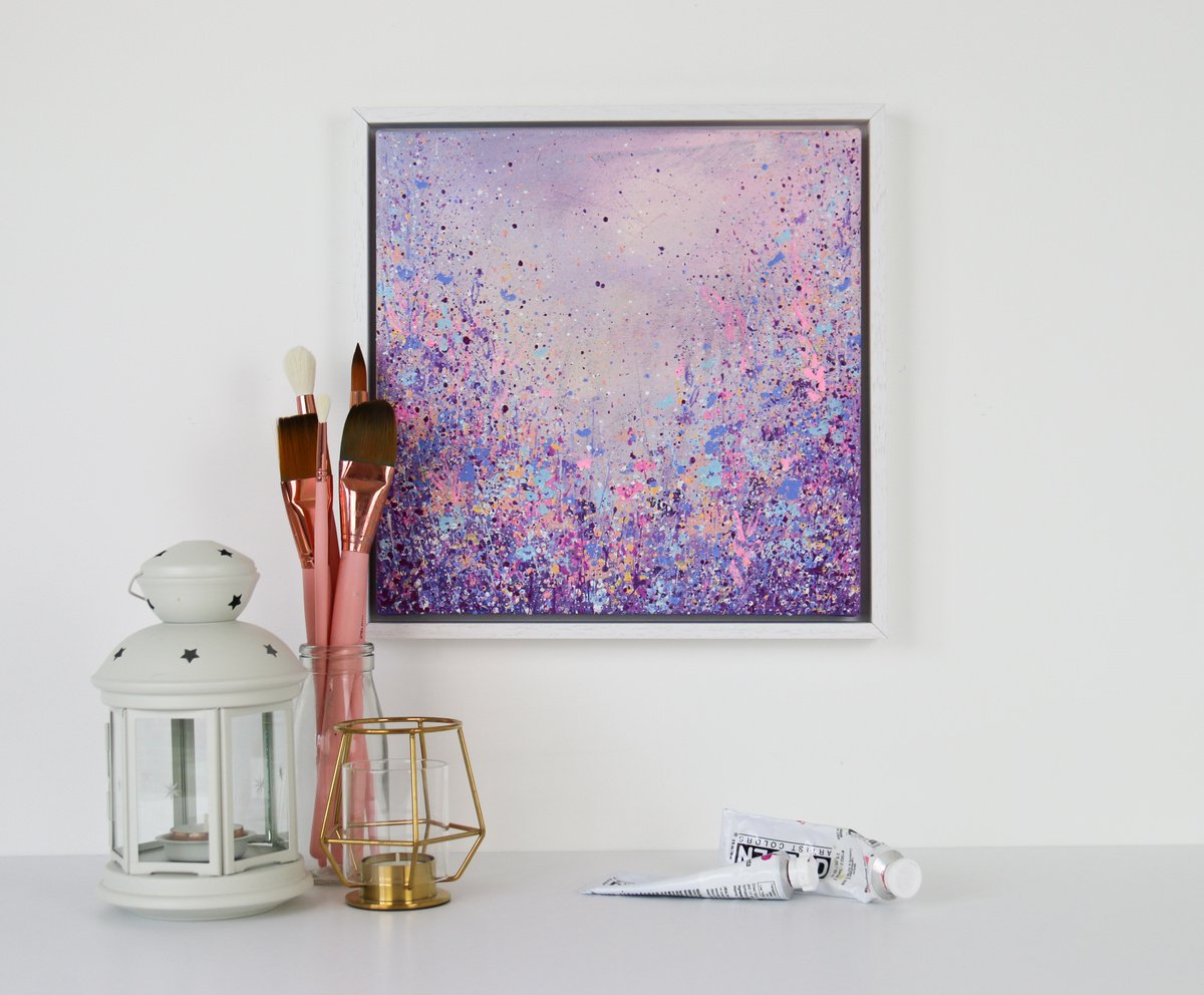 Purple Wildflowers Painting - Quiet Amongst The Chaos by Shazia Basheer