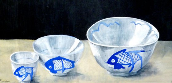 Three Blue Fish   SOLD