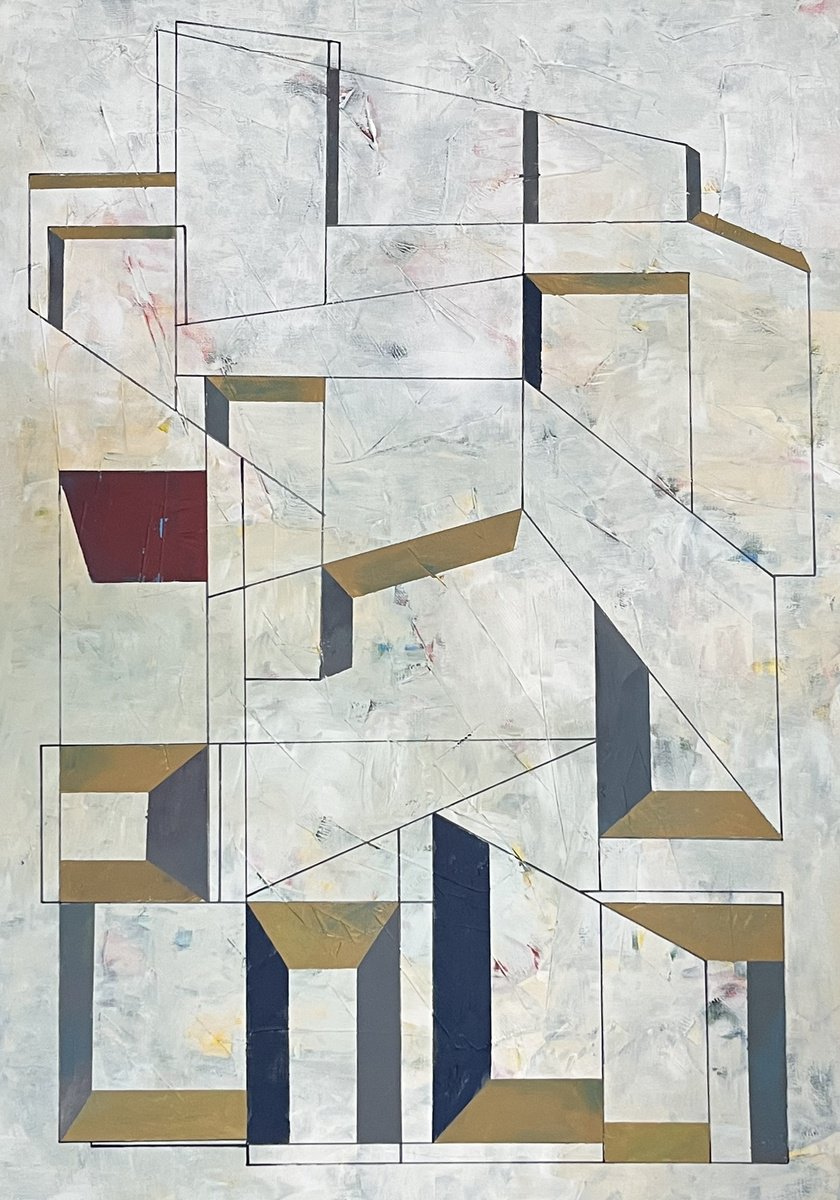 Geometric Abstract Acrylic Painting By Nick Molloy, 31 X 47", Abstract #107, Original Artwork
