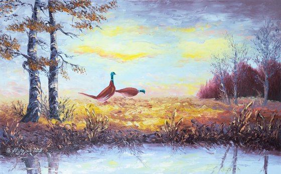Autumn scene (50x80cm, oil painting, ready to hang)