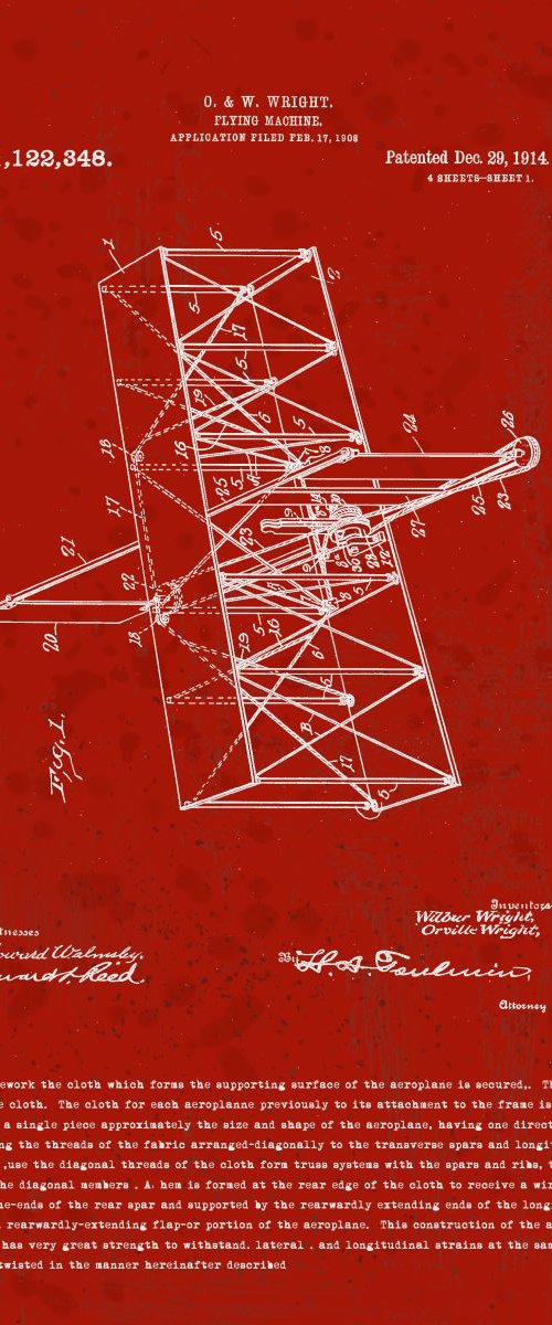 Orville Wright Flying Machine Patent 1914 by Marlene Watson