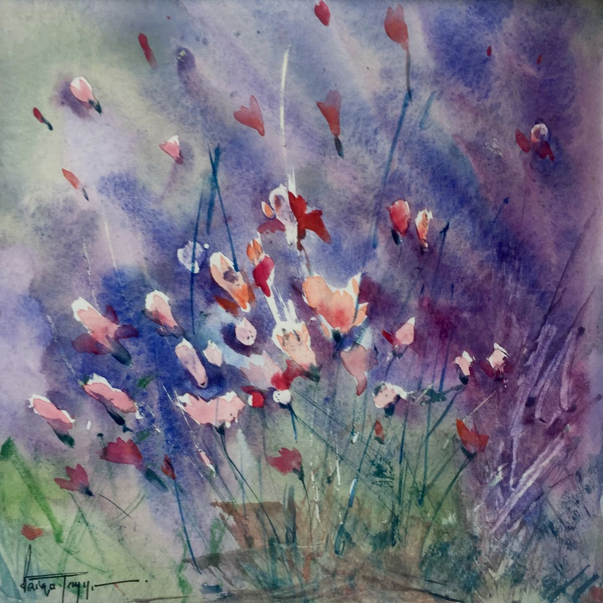 Wild flowers (Mini painting) by Faiqa Uppal