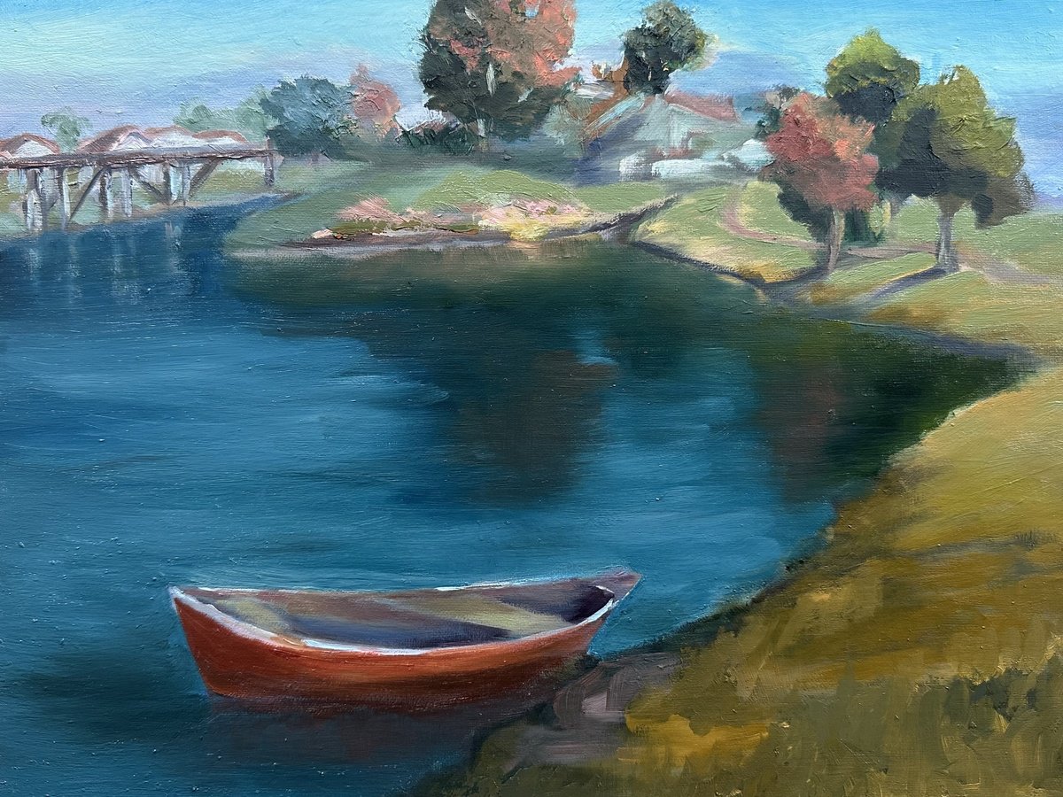 Impressionistic Landscape Oil Painting By Grace Diehl, 12 X 9, North Lake Park, Original Artwork