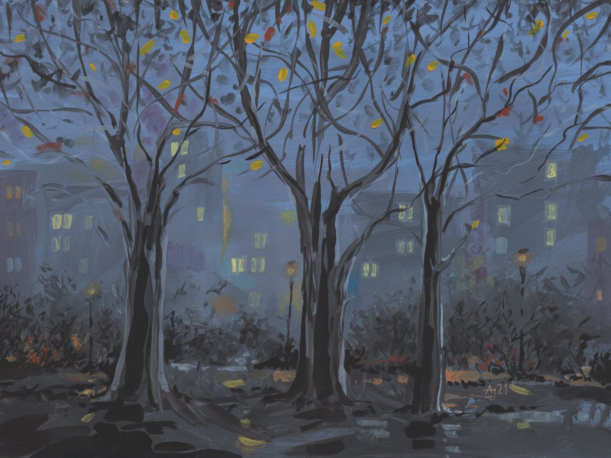 November evening - last leaves by Jolanta Czarnecka