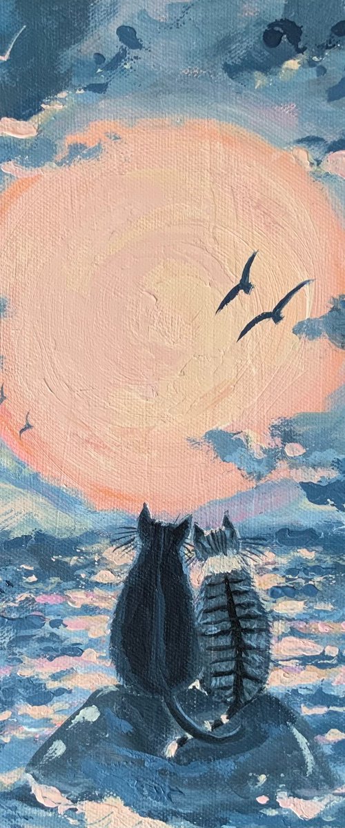 Super moon Cats by Mary Stubberfield