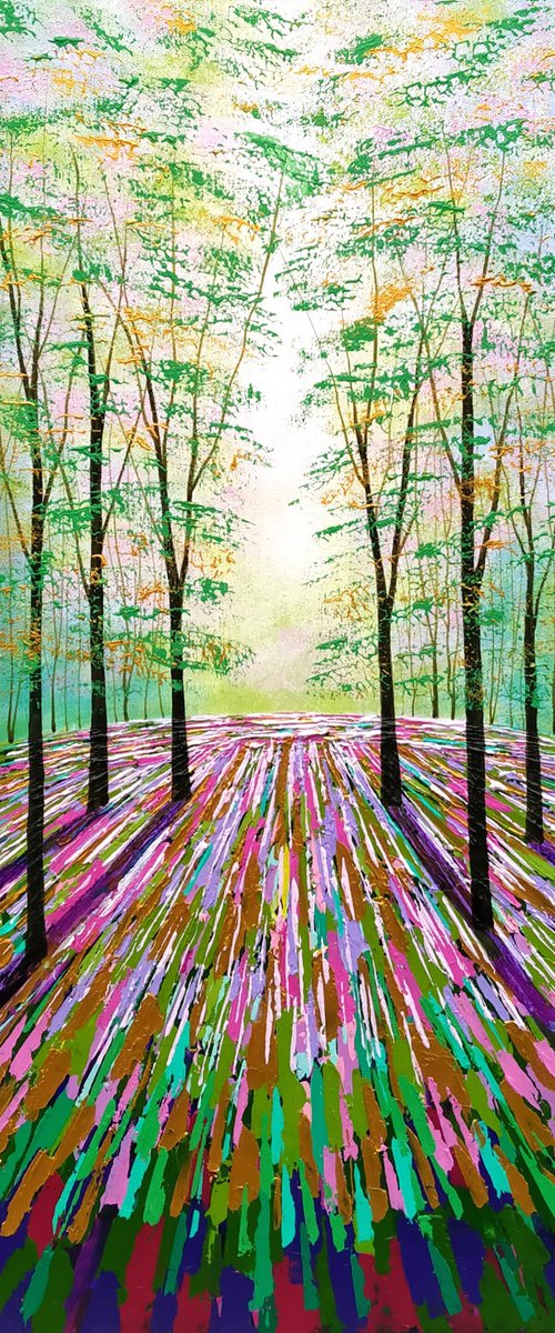 Gold and Magenta Wood by Amanda Horvath