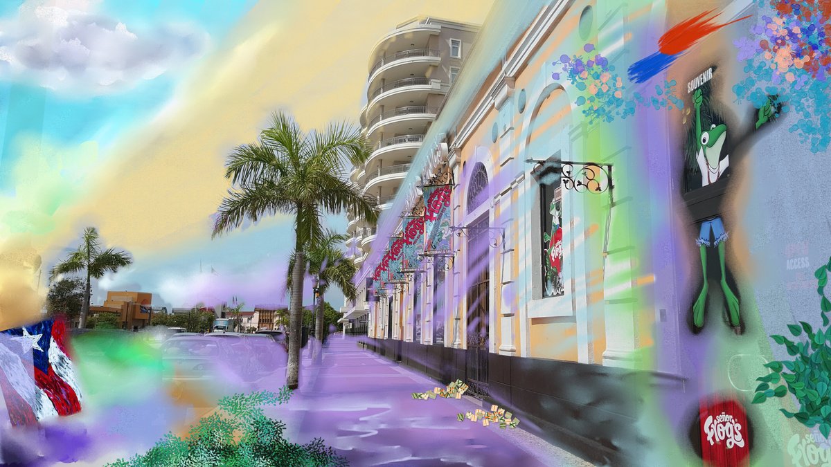 Organic Abstract Print By Galina Victoria, 30 X 17, Puerto Rico, Old San Juan, Original Artwork