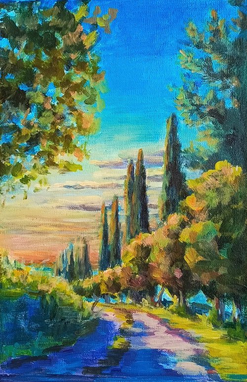 Impressionistic landscape Road of sun by Anastasia Art Line