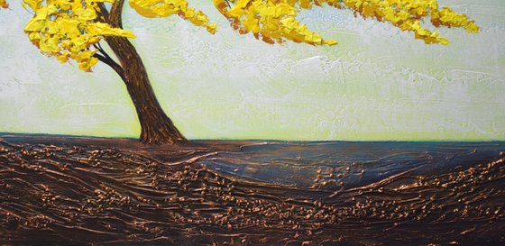 FLY - Large Modern Tree Painting, Abstract Textured Tree Art