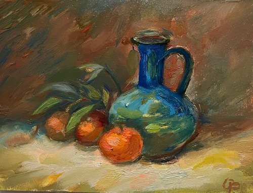 Clementines Tangerines still life oil painting by Roman Sergienko