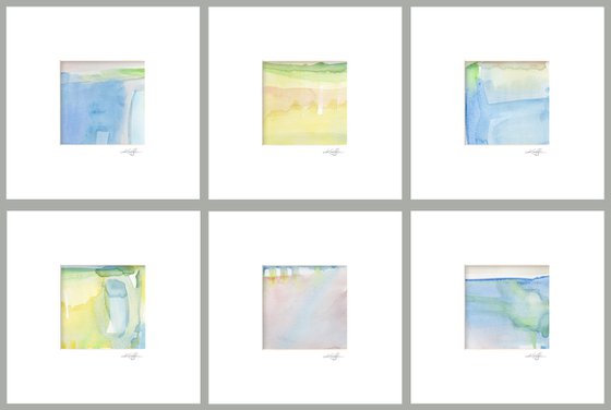 Soft Whispers Collection 3 - Set of 6 Abstract Paintings in Mats by Kathy Morton Stanion