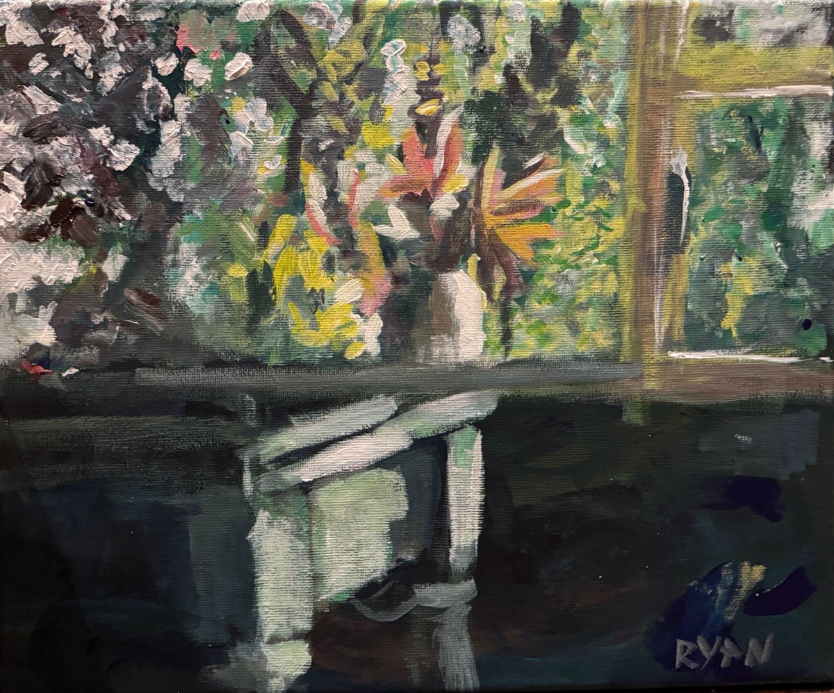 Impressionistic Botanical Acrylic Painting By Ryan Louder, 12 X 10", By The Window, Original Artwork
