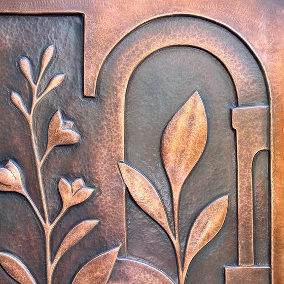 "Copper Botanica" Metal Wall Relief