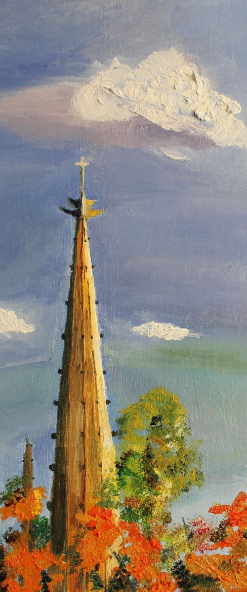 God's Address, small painting, impressionistic, original oil painting, ready to hang by Geeta Yerra