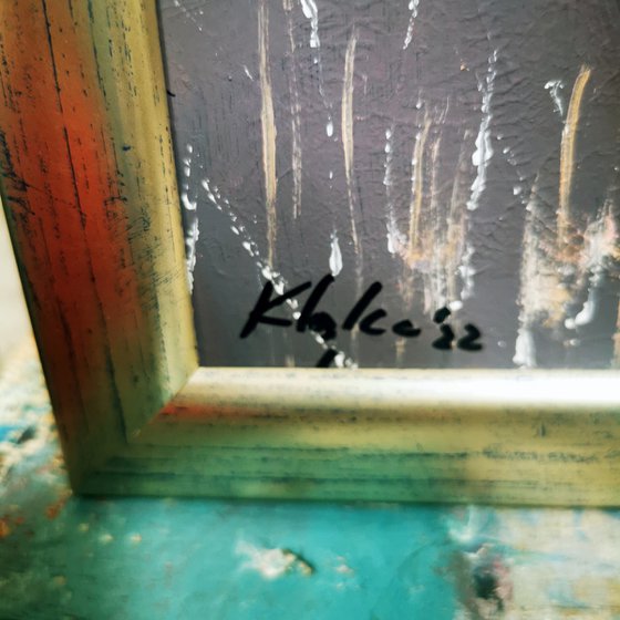 Framed fascinating abstract still life 16.08.2022 on cardboard offer KLOSKA