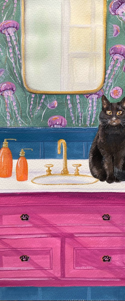 Whiskers and Whims: Home Adventures of a Black Cat - Jellyfish by Tetiana Savchenko