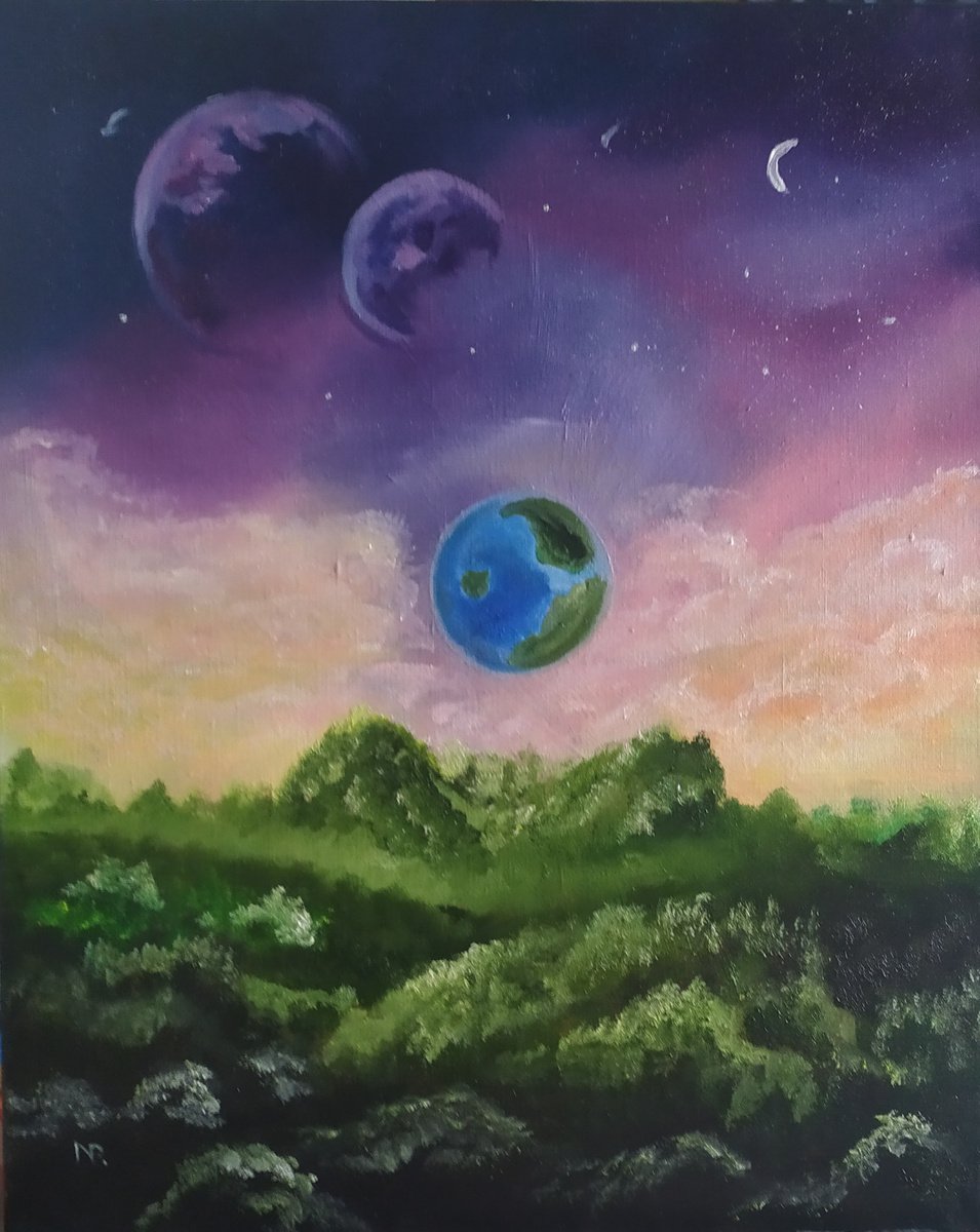 World, original landscape, art, Earth oil painting Oil painting