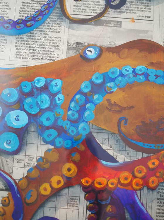 Octopus on the newspaper