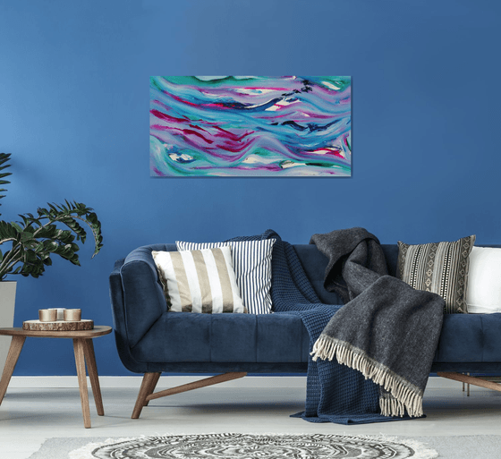 Vibrant blue, emotional skyscape, 120x60 cm